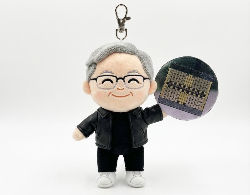 Transform the person in the photo into an ultra-cute healing-style 3D doll-inspired plush keychain. Replicate the body shape, face shape, skin tone, and facial features & expressions. Keep the facial decorations, hairstyle, hair accessories, clothing, accessories, expressions, and gestures of the person in the photo consistent. Use a white background and only retain the complete figure.