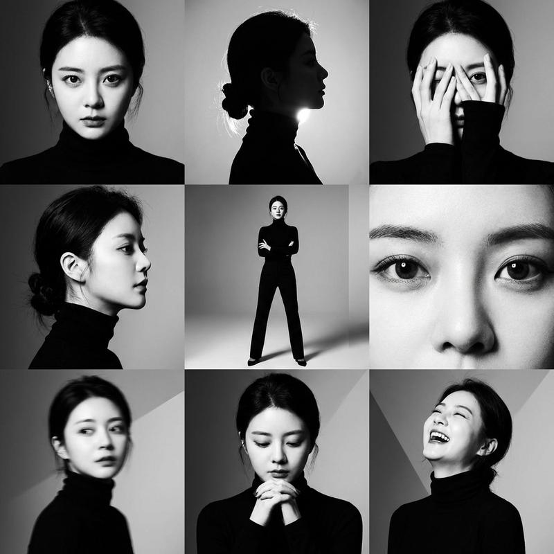 {
  "Objective": "Create a 3x3 grid photo collage with high contrast black and white aesthetics",
  "FaceReference": {"Mode": "Strict face preservation", "Instruction": "Use uploaded reference for exact facial features", "Consistency": "Face identical across all nine frames"},
  "GridComposition": {"Layout": "3x3 grid", "PoseVariety": ["Intense direct stare", "Silhouette backlit", "Hands covering face peek", "Profile strong jaw", "Full body power stance", "Eyes only close-up", "Motion blur", "Contemplative downward", "Laughing candid"]},
  "PersonaDetails": {"Subject": {"Type": "Same as reference", "Wardrobe": "Simple black turtleneck", "OverallPresence": "Timeless, artistic"}},
  "Environment": {"Setting": "Minimal studio", "Background": "Grey gradient or geometric", "Lighting": {"Style": "Dramatic directional", "Quality": "Hard shadows, extreme contrast"}},
  "ImageQuality": {"Resolution": "8K black and white", "Details": "Fine art grain", "Aesthetic": "Irving Penn/Avedon portrait"},
  "NegativePrompt": ["color", "flat lighting", "different face", "altered facial features"],
  "ResponseFormat": {"Layout": "3x3 grid", "AspectRatio": "1:1"}
}